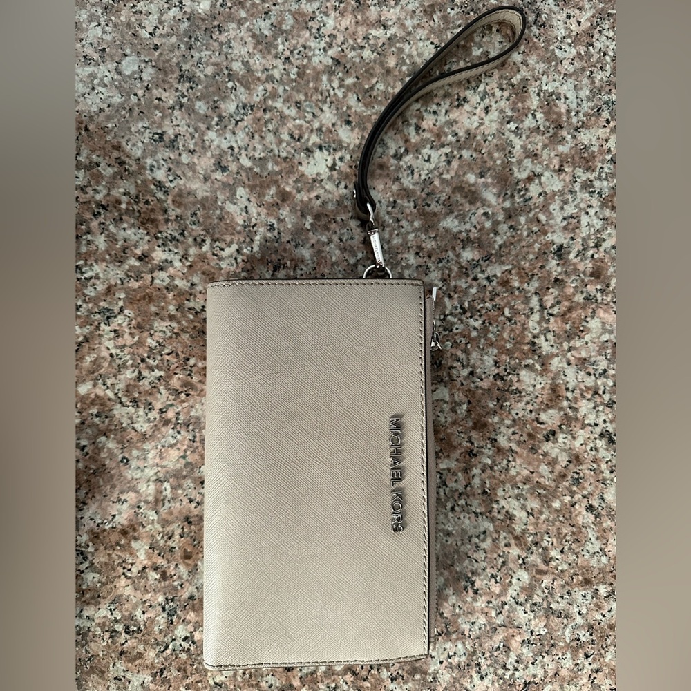 Michael Kors Taupe Wristlet Clutch